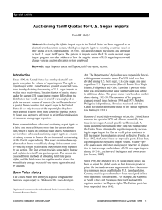 Auctioning Tariff Quotas for U.S. Sugar Imports, Sugar and