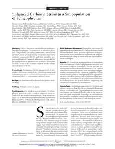 Enhanced Carbonyl Stress in a Subpopulation of Schizophrenia