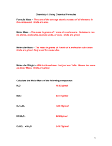 Using Chemical Formulas Notes