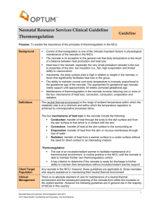 Neonatal Resource Services Clinical Guideline Thermoregulation