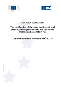 The certification of the mass fractions of total arsenic, dimethylarsinic