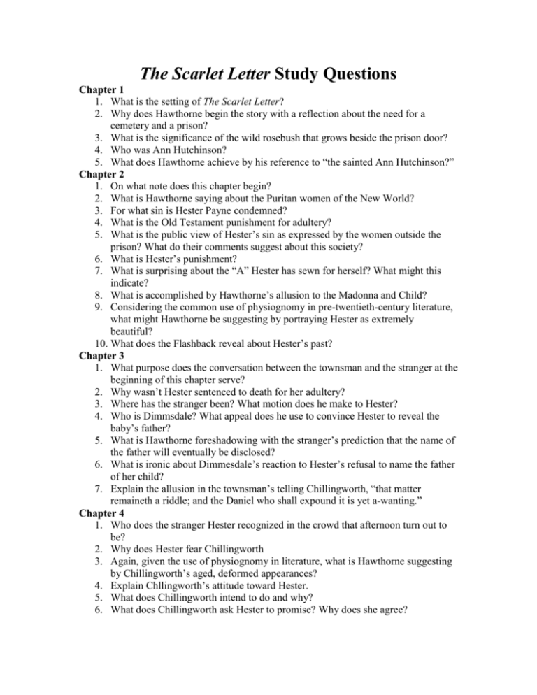 the scarlet letter essay questions and answers