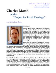 Charles Marsh on the “Project for Lived Theology”