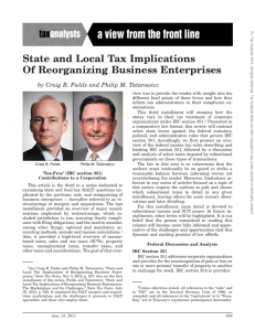 State and Local Tax Implications of Reorganizing Business