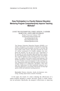 Does Participation in a Faculty Distance Education Mentoring
