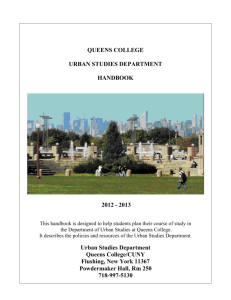 QUEENS COLLEGE URBAN STUDIES DEPARTMENT HANDBOOK