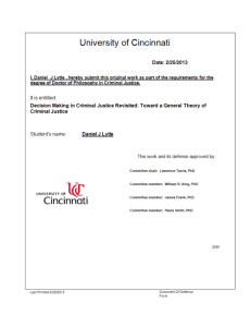 Decision Making in Criminal Justice Revisited: Toward a General