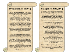 Proclamation of 1763 Navigation Acts, 1763 - Team Sigma