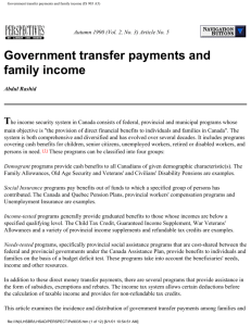 Government transfer payments and family income (IS 903 A5)