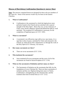 Confirmation Question Sheet - Roman Catholic Diocese of Harrisburg
