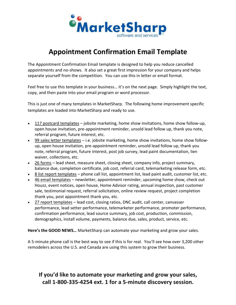 Appointment Confirmation Template