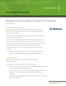 Results from an Online Survey for Prometric