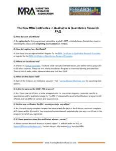 The New MRA Certificates in Qualitative & Quantitative Research