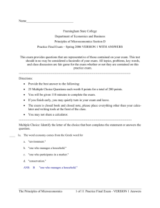 Micro Economics Practice Final Exam Version 1 With Answers
