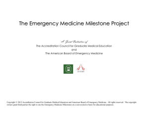 Emergency Medicine Milestones - Emergency Medicine Residents