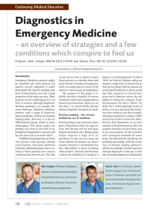 Diagnostis in Emergency Medicine-An overview of strategies and a