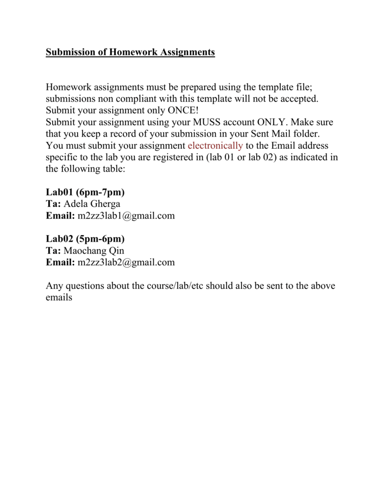 formal assignment submission email sample