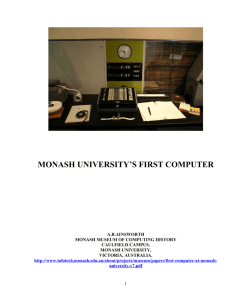 monash university's first computer - Faculty of Information Technology