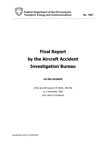 Final Report by the Aircraft Accident Investigation Bureau - SUST