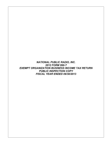 NATIONAL PUBLIC RADIO, INC. 2012 FORM 990-T EXEMPT