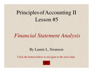Financial Statement Analysis Principles of Accounting II Lesson #5