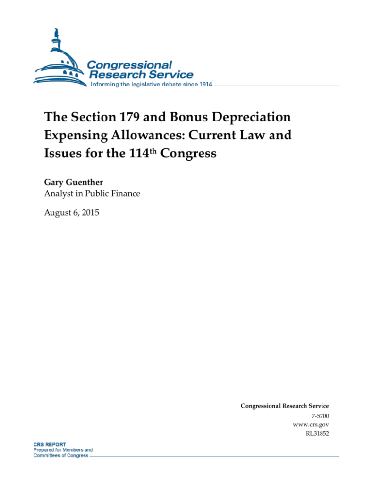 The Section 179 and Bonus Depreciation Expensing Allowances