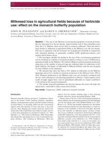 Milkweed loss in agricultural fields because of herbicide use: effect