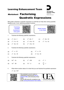 Factorising quadratic expressions worksheet - Portal
