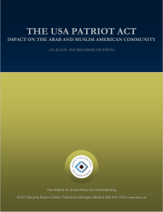 the usa patriot act - Institute for Social Policy and Understanding