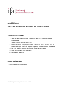June 2013 exam (5MA) SME management accounting and financial