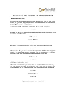 Basic numerical skills: EQUATIONS AND HOW TO SOLVE THEM 2+