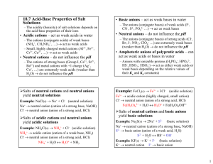 18.7 Acid-Base Properties of Salt Solutions