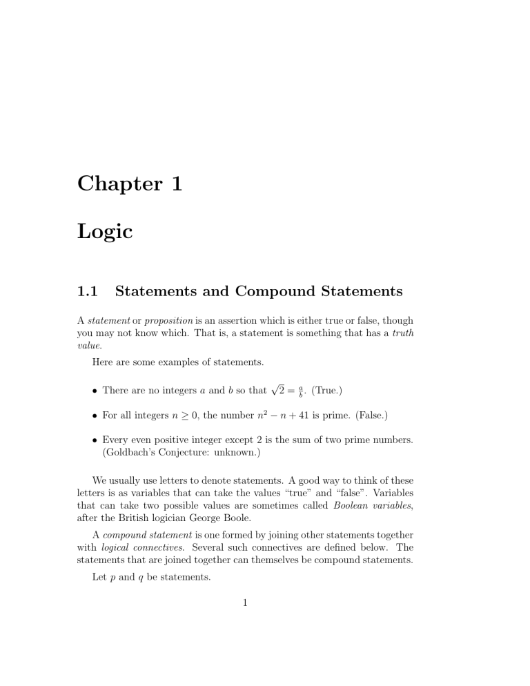 Proposition Logic And Quantifiers