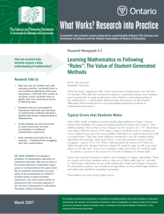 Learning Mathematics vs Following "Rules": The Value of