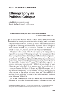 ethnography as Political critique