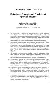 Definitions, Concepts and Principles of Appraisal Practice