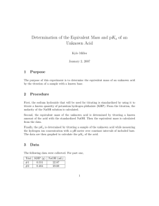 Determination of the Equivalent Mass and pKa of an