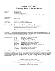 Human Anatomy syllabus Spring 2014