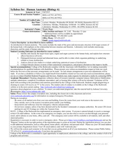 Syllabus for: Human Anatomy (Biology 6)