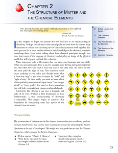 Chapter 2: An Introduction to Chemistry: The Structure of Matter and