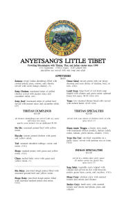 Dinner Menu - Anyetsang's Little Tibet