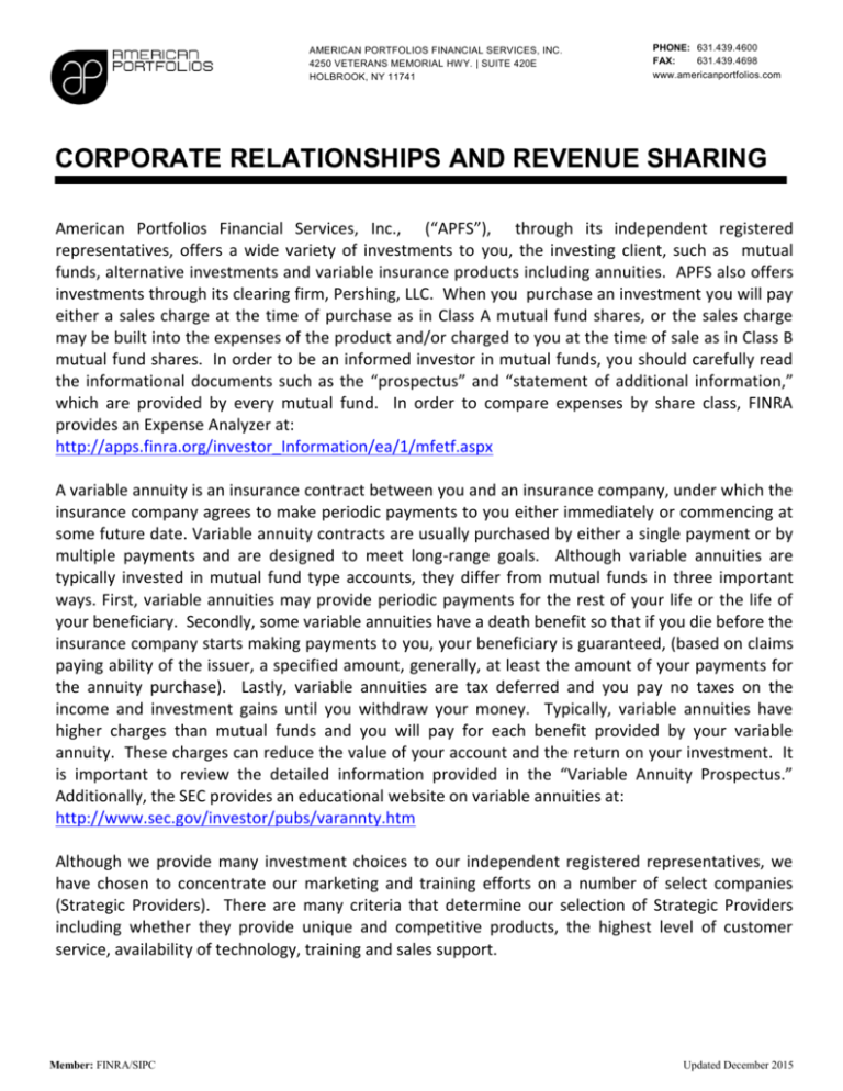 Revenue Sharing American Portfolios