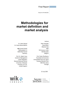 Methodologies for market definition and market analysis