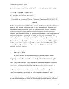 THE ANALYSIS OF MARKET DEFINITION AND