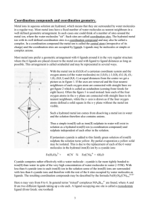 p. 9-11: Coordination compounds and coordination geometry