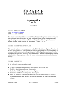 Apologetics - Prairie Bible Institute