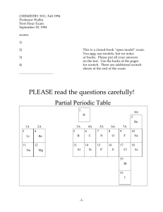 PLEASE read the questions carefully! Partial Periodic Table