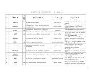 English 3 VOCABULARY ~ 1st Quarter WORD DEFINITION