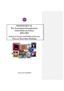 SOCIOLOGY 1A: The Sociological Imagination