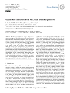 Ocean state indicators from MyOcean altimeter products